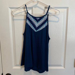 Navy Tank Top with neck detail
